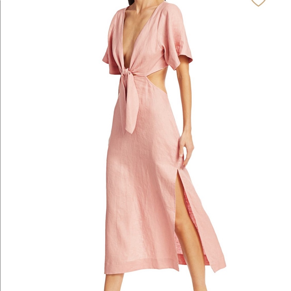 Cult Gaia cutout backless linen dress